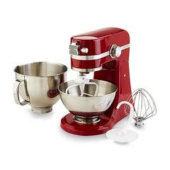 Lot Detail - A SERIOUS MIXER! KENMORE KSM100 STAND UP MIXER WITH 4  ATTACHMENTS, POUR SHIELD, STAINLESS STEEL & GLASS BOWLS - NICE!!!